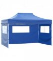 vidaXL Foldable Tent with 3 Walls 3x4.5 m Blue