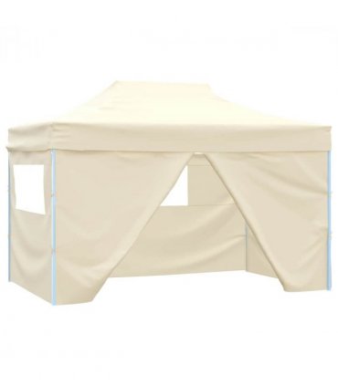 vidaXL Foldable Tent Pop-Up with 4 Side Walls 3x4.5 m Cream White