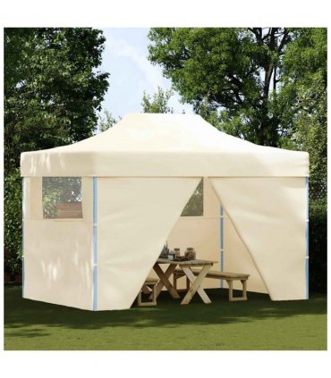 vidaXL Foldable Tent Pop-Up with 4 Side Walls 3x4.5 m Cream White