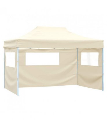 vidaXL Foldable Tent Pop-Up with 4 Side Walls 3x4.5 m Cream White