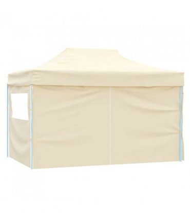 vidaXL Foldable Tent Pop-Up with 4 Side Walls 3x4.5 m Cream White
