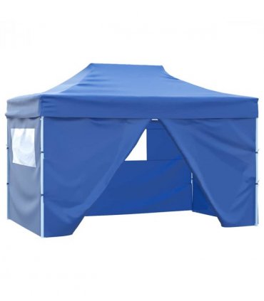 vidaXL Foldable Tent Pop-Up with 4 Side Walls 3x4.5 m Blue