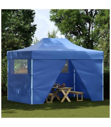 vidaXL Foldable Tent Pop-Up with 4 Side Walls 3x4.5 m Blue