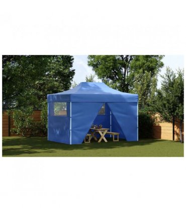 vidaXL Foldable Tent Pop-Up with 4 Side Walls 3x4.5 m Blue