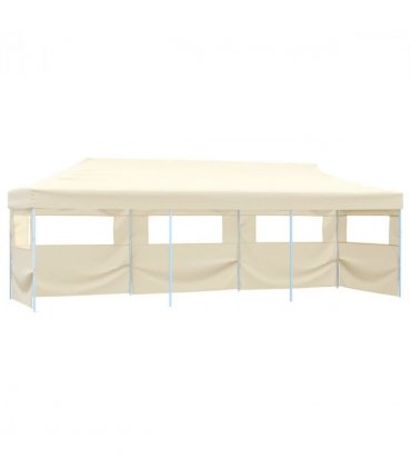 vidaXL Folding Pop-up Party Tent with 5 Sidewalls 3x9 m Cream