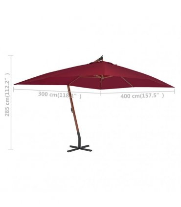 vidaXL Cantilever Garden Parasol | Bordeaux red