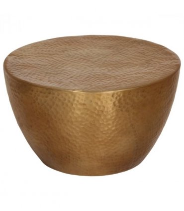 vidaXL Coffee Table Hammered Aluminium Ø 50x30 cm Brass — Size: 50 x 30 cm