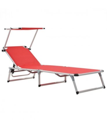 vidaXL Sun Lounger | Red | Aluminium, Textilene | Standard | Foldable