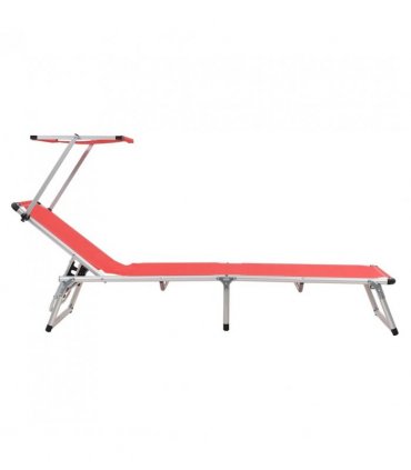 vidaXL Sun Lounger | Red | Aluminium, Textilene | Standard | Foldable