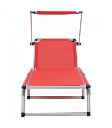 vidaXL Sun Lounger | Red | Aluminium, Textilene | Standard | Foldable