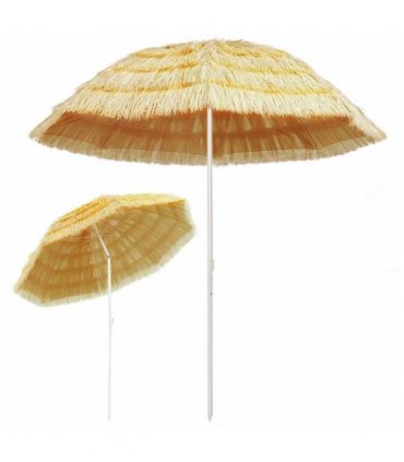 vidaXL Beach Parasol | Natural | Polypropylene, Polyester, Powder-Coated Steel — Size: 240 cm