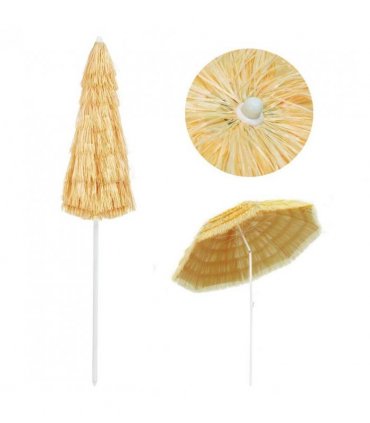 vidaXL Beach Parasol | Natural | Polypropylene, Polyester, Powder-Coated Steel — Size: 240 cm