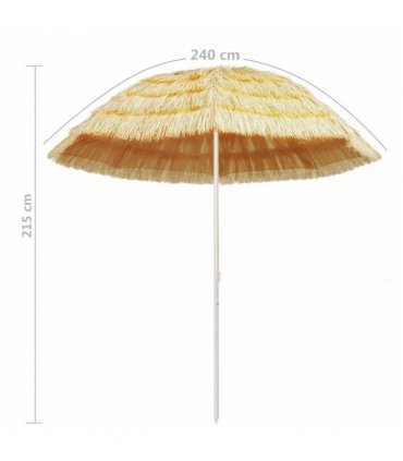 vidaXL Beach Parasol | Natural | Polypropylene, Polyester, Powder-Coated Steel — Size: 240 cm