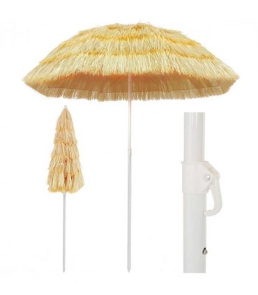 vidaXL Beach Parasol | Natural | Polypropylene | Medium | Height-Adjustable — Size: 180 cm