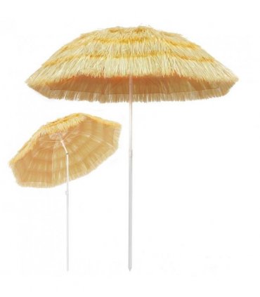 vidaXL Beach Parasol | Natural | Polypropylene | Medium | Height-Adjustable — Size: 180 cm