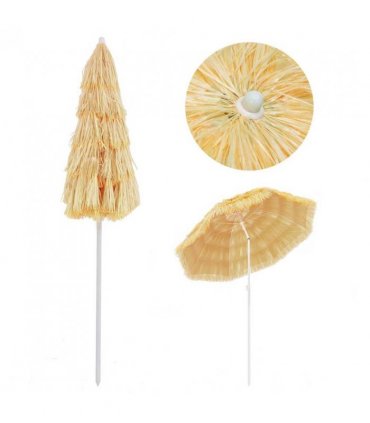 vidaXL Beach Parasol | Natural | Polypropylene | Medium | Height-Adjustable — Size: 180 cm