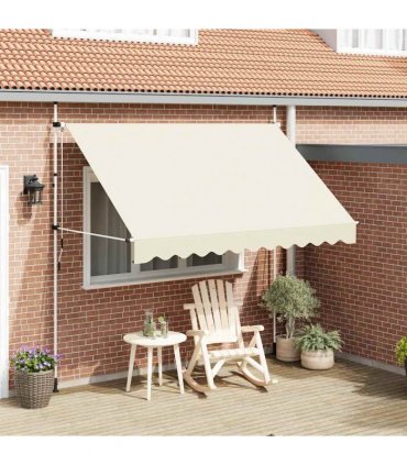 vidaXL Manual Retractable Awning 300 cm Cream — Model: white frame