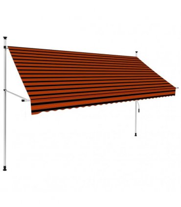 vidaXL Manual Retractable Awning 300 cm Orange and Brown — Model: white frame