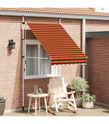 vidaXL Manual Retractable Awning 150 cm Orange and Brown — Model: white frame