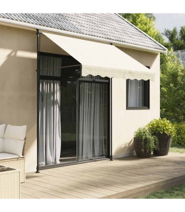 vidaXL Retractable Awning Cream 250x150 cm Fabric and Steel — Model: anthracite frame