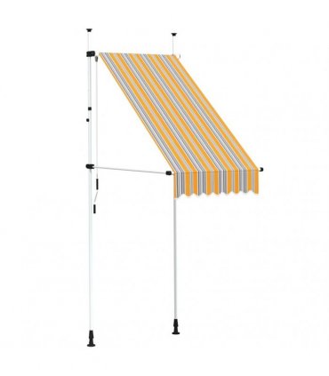 vidaXL Manual Retractable Awning 100 cm Yellow and Blue Stripes — Model: white frame