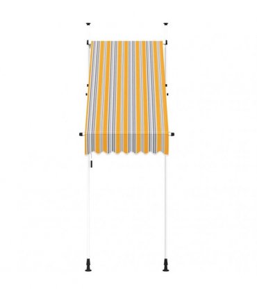 vidaXL Manual Retractable Awning 100 cm Yellow and Blue Stripes — Model: white frame
