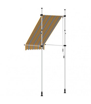 vidaXL Manual Retractable Awning 100 cm Yellow and Blue Stripes — Model: white frame