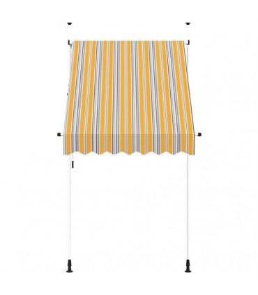vidaXL Manual Retractable Awning 150 cm Yellow and Blue Stripes — Model: white frame