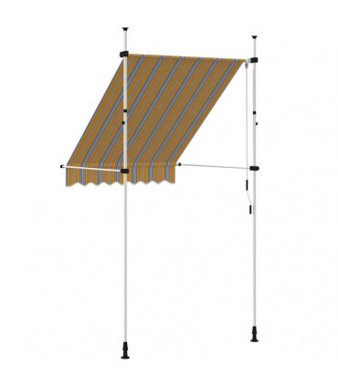 vidaXL Manual Retractable Awning 150 cm Yellow and Blue Stripes — Model: white frame