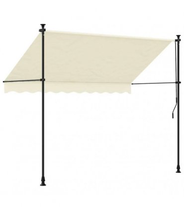 vidaXL Retractable Awning Cream 300x150 cm Fabric and Steel — Model: anthracite frame