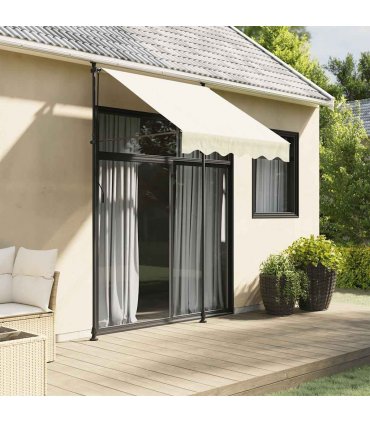 vidaXL Retractable Awning Cream 200x115 cm Fabric and Steel — Model: anthracite frame