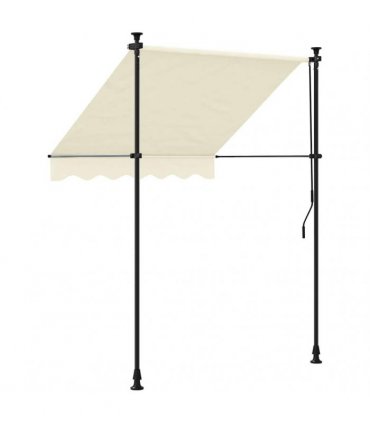 vidaXL Retractable Awning Cream 200x115 cm Fabric and Steel — Model: anthracite frame
