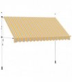 vidaXL Manual Retractable Awning 350 cm Yellow and Blue Stripes — Model: white frame