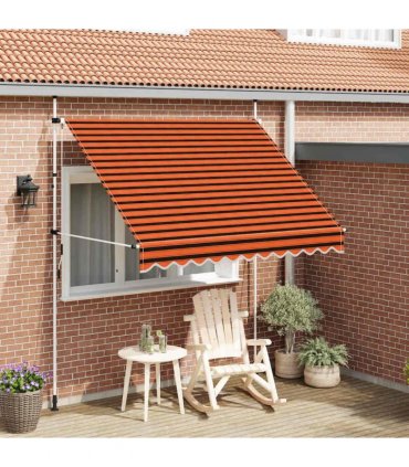 vidaXL Manual Retractable Awning 250 cm Orange and Brown — Model: white frame