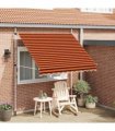 vidaXL Manual Retractable Awning 250 cm Orange and Brown — Model: white frame