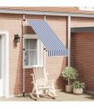 vidaXL Manual Retractable Awning 100 cm Blue and White Stripes — Model: white frame