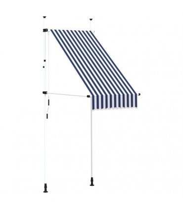 vidaXL Manual Retractable Awning 100 cm Blue and White Stripes — Model: white frame