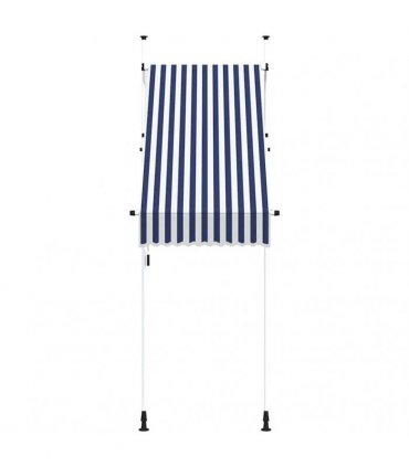 vidaXL Manual Retractable Awning 100 cm Blue and White Stripes — Model: white frame
