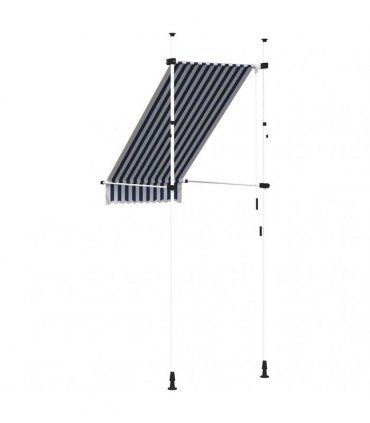 vidaXL Manual Retractable Awning 100 cm Blue and White Stripes — Model: white frame