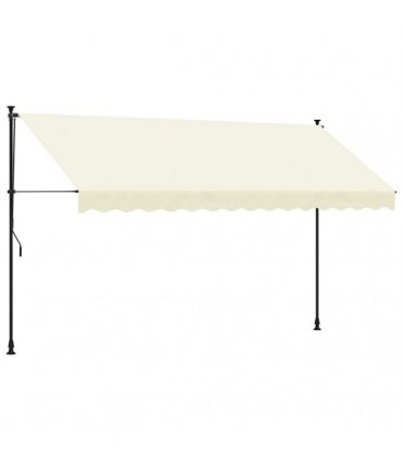 vidaXL Retractable Awning Cream 350x150 cm Fabric and Steel — Model: anthracite frame