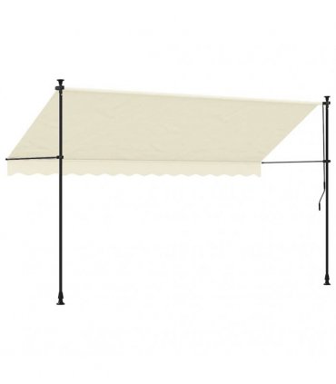vidaXL Retractable Awning Cream 350x150 cm Fabric and Steel — Model: anthracite frame