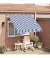 vidaXL Manual Retractable Awning 250 cm Blue and White Stripes — Model: white frame