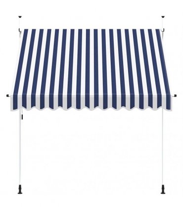 vidaXL Manual Retractable Awning 250 cm Blue and White Stripes — Model: white frame