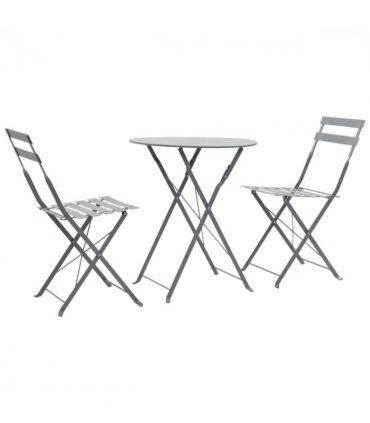 vidaXL Bistro Set | Steel Grey | Powder-coated steel | Space-saving | Foldable