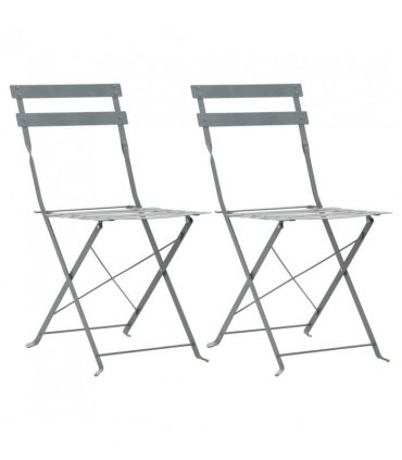 vidaXL Bistro Set | Steel Grey | Powder-coated steel | Space-saving | Foldable