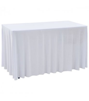 vidaXL 2 pcs Stretch Table Covers with Skirt 243x76x74 cm White — Size: 243 x 76 x 74 cm