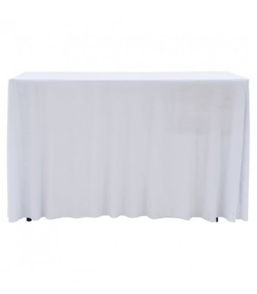 vidaXL 2 pcs Stretch Table Covers with Skirt 243x76x74 cm White — Size: 243 x 76 x 74 cm