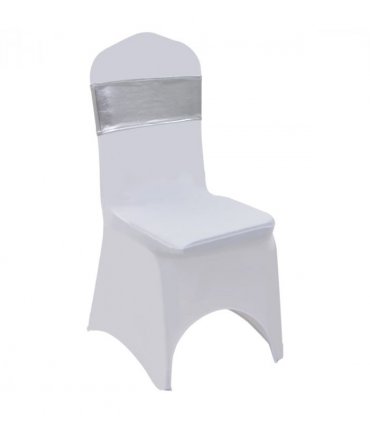 vidaXL 25 pcs Stretchable Chair Band with Diamond Buckle Silver