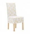 vidaXL 6 pcs Straight Chair Covers Stretch White with Golden Print