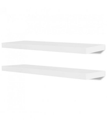 2 White MDF Floating Wall Display Shelves Book/DVD Storage — Size: 80 cm